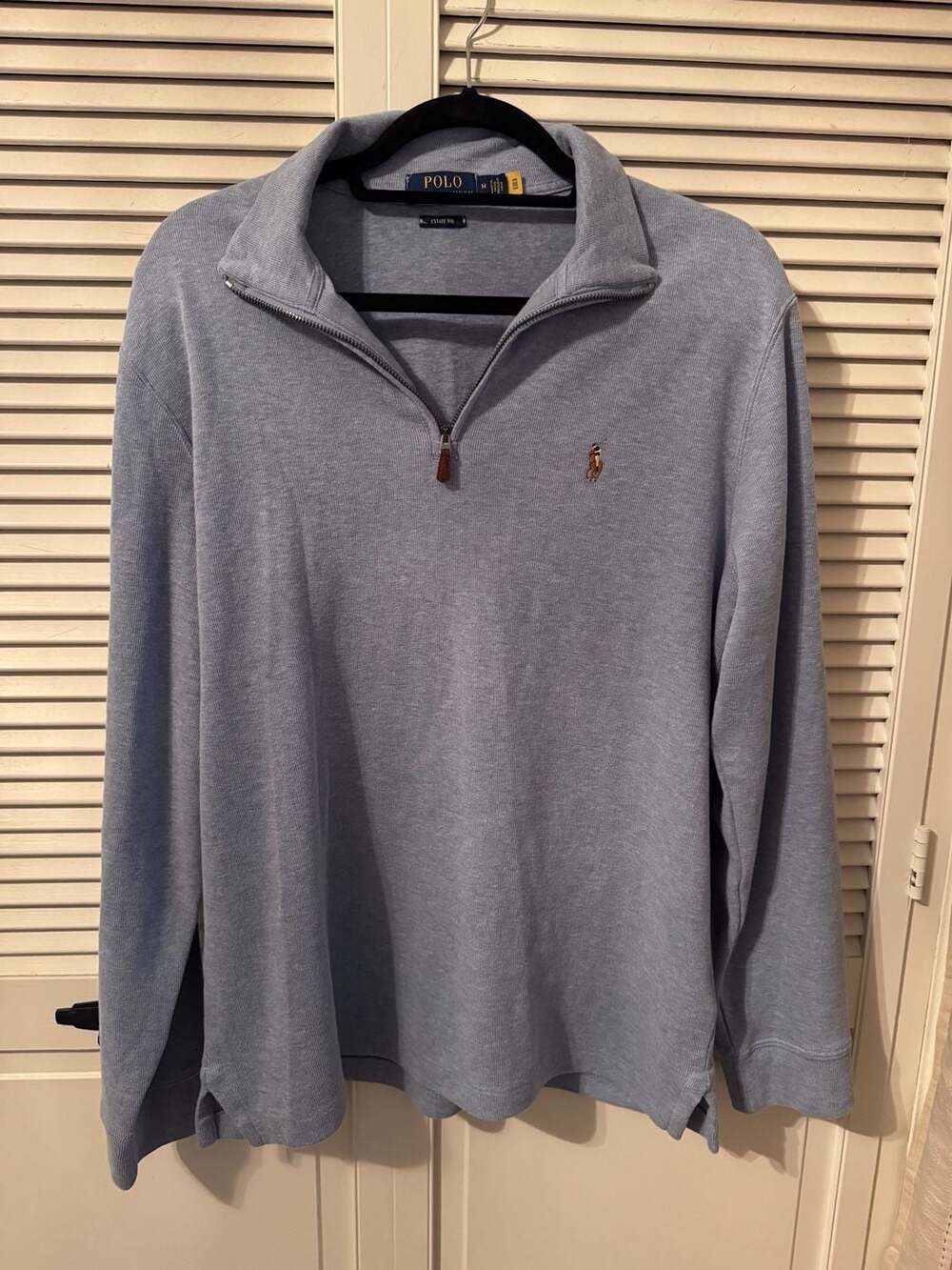 Polo Ralph Lauren Estate Rib Quarter-Zip Pullover Light Blue Size M